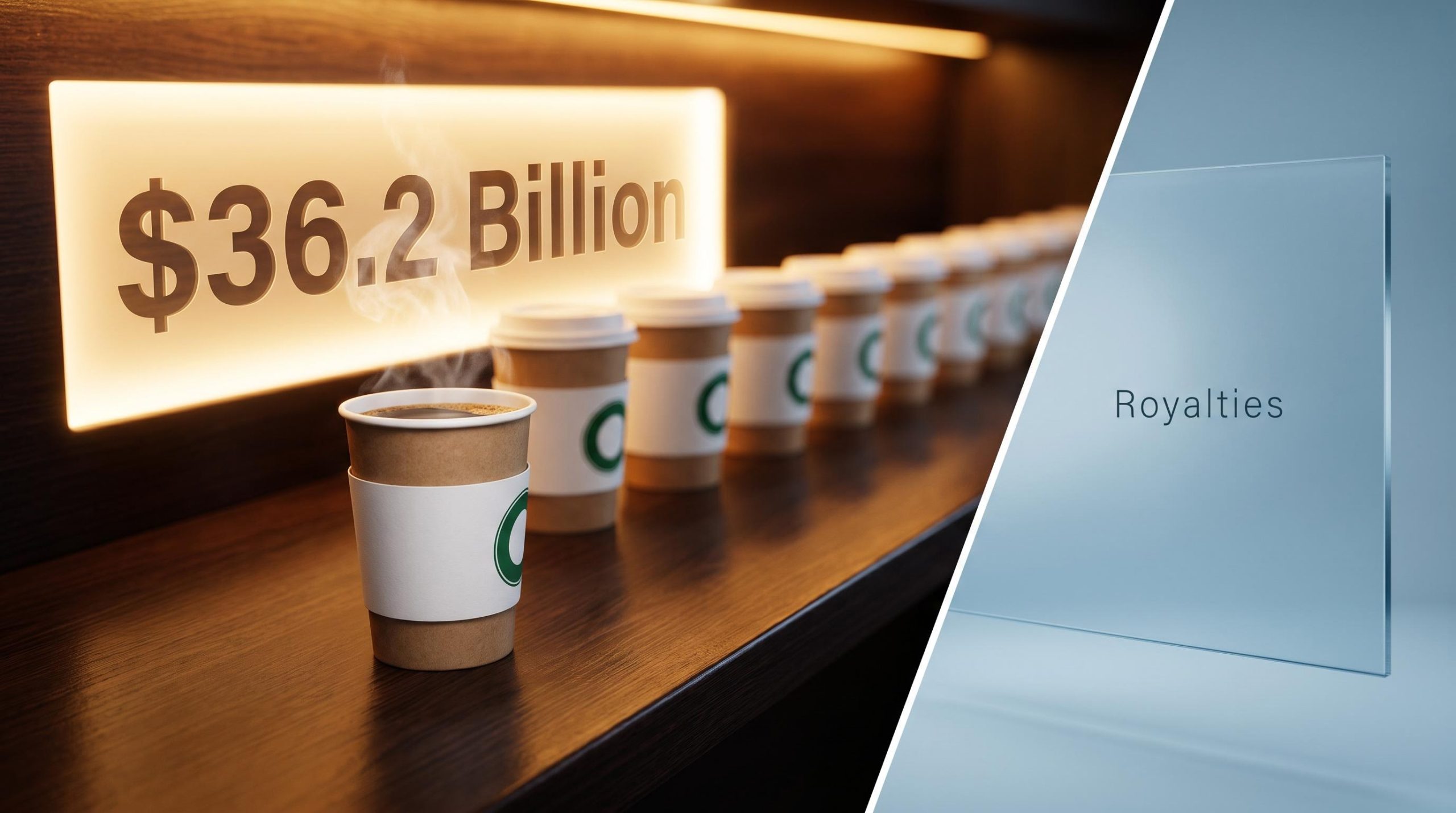 Starbucks counter with $36.2 billion revenue figure — company-operated model vs royalty income contrast