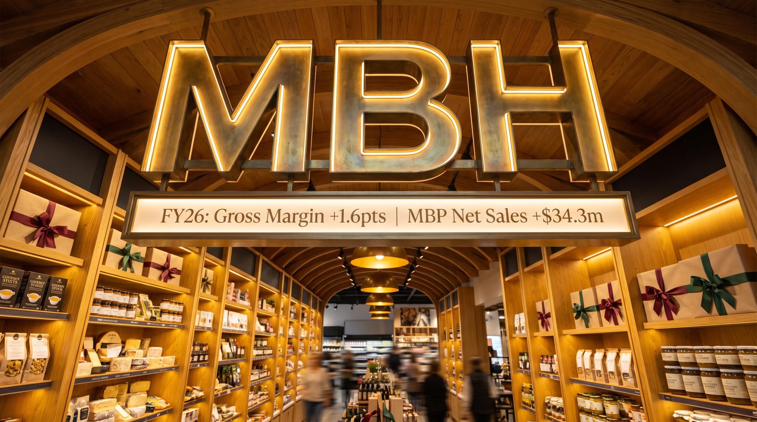 Illuminated store shelves and sign