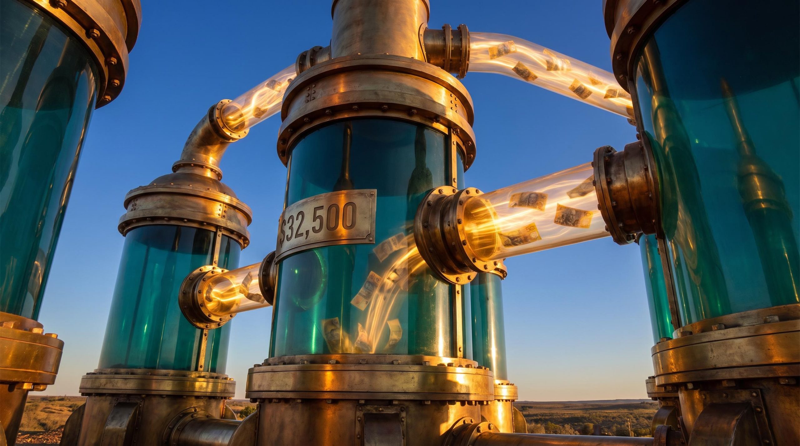 Monumental brass super tax chamber system with $32,500 cap figure — superannuation strategy guide