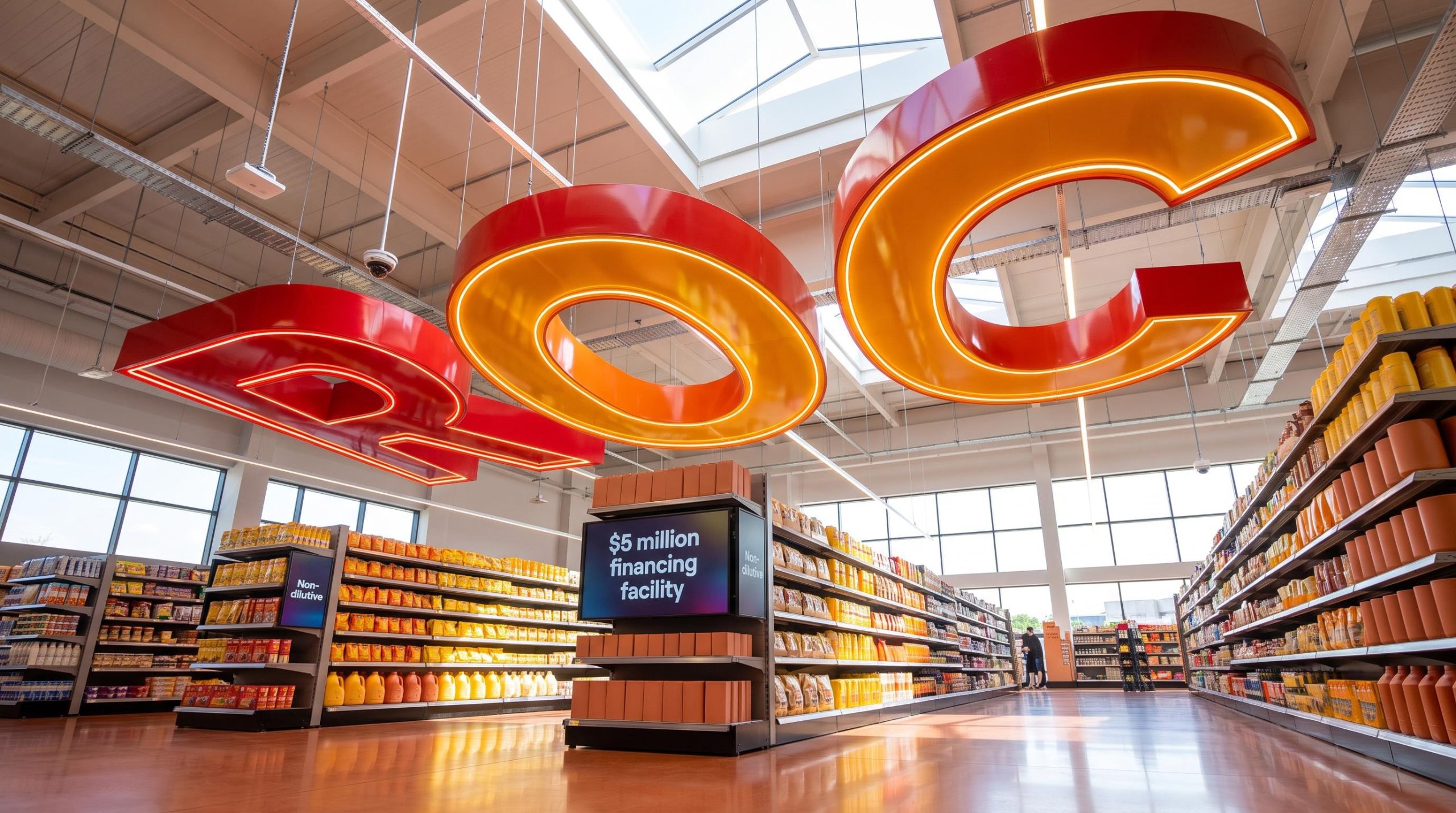 Large letters in store ceiling