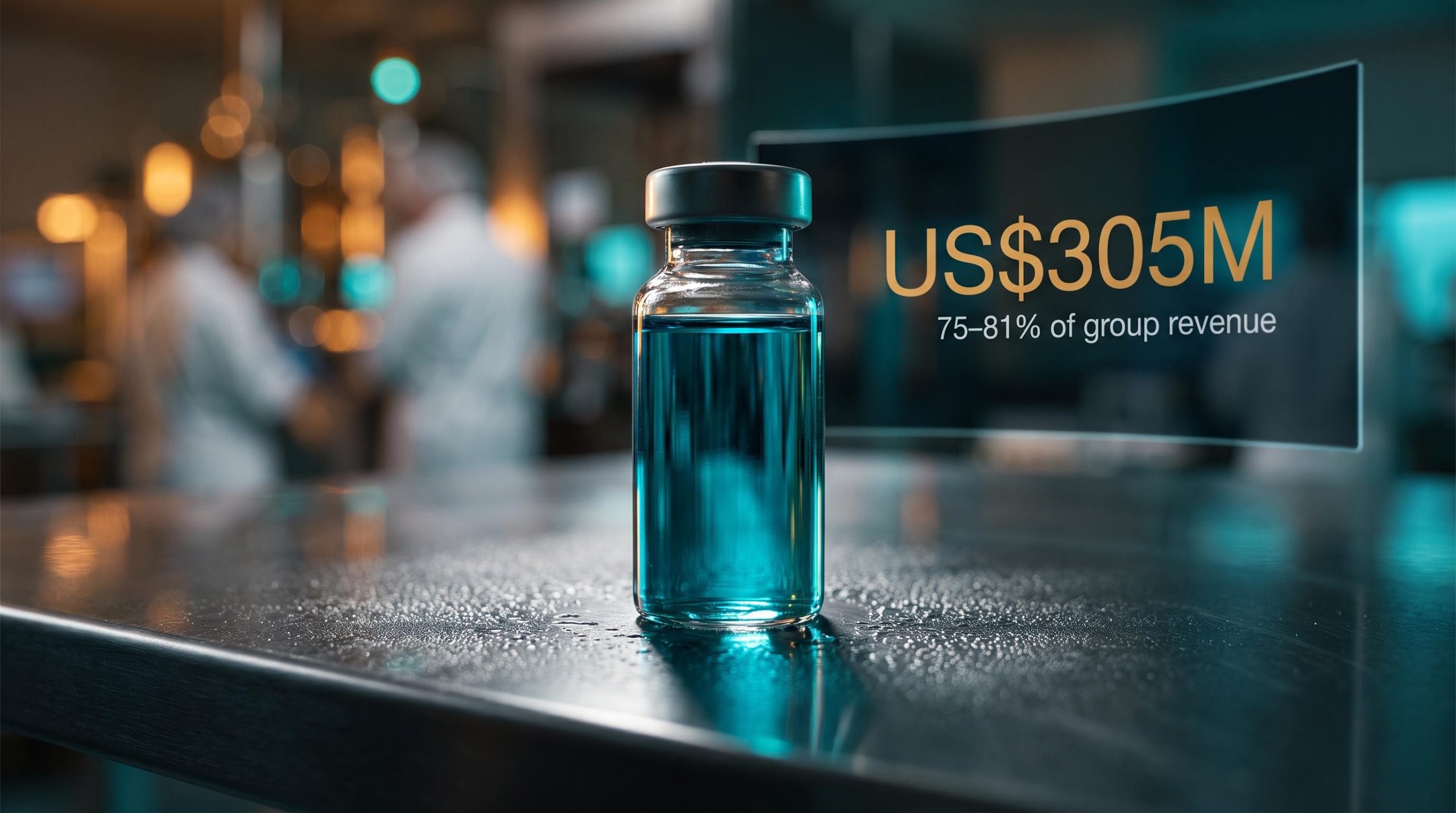 Single radiopharmaceutical vial representing Illuccix generating US$305M as Telix Pharmaceuticals analysis reveals 75–81% revenue concentration