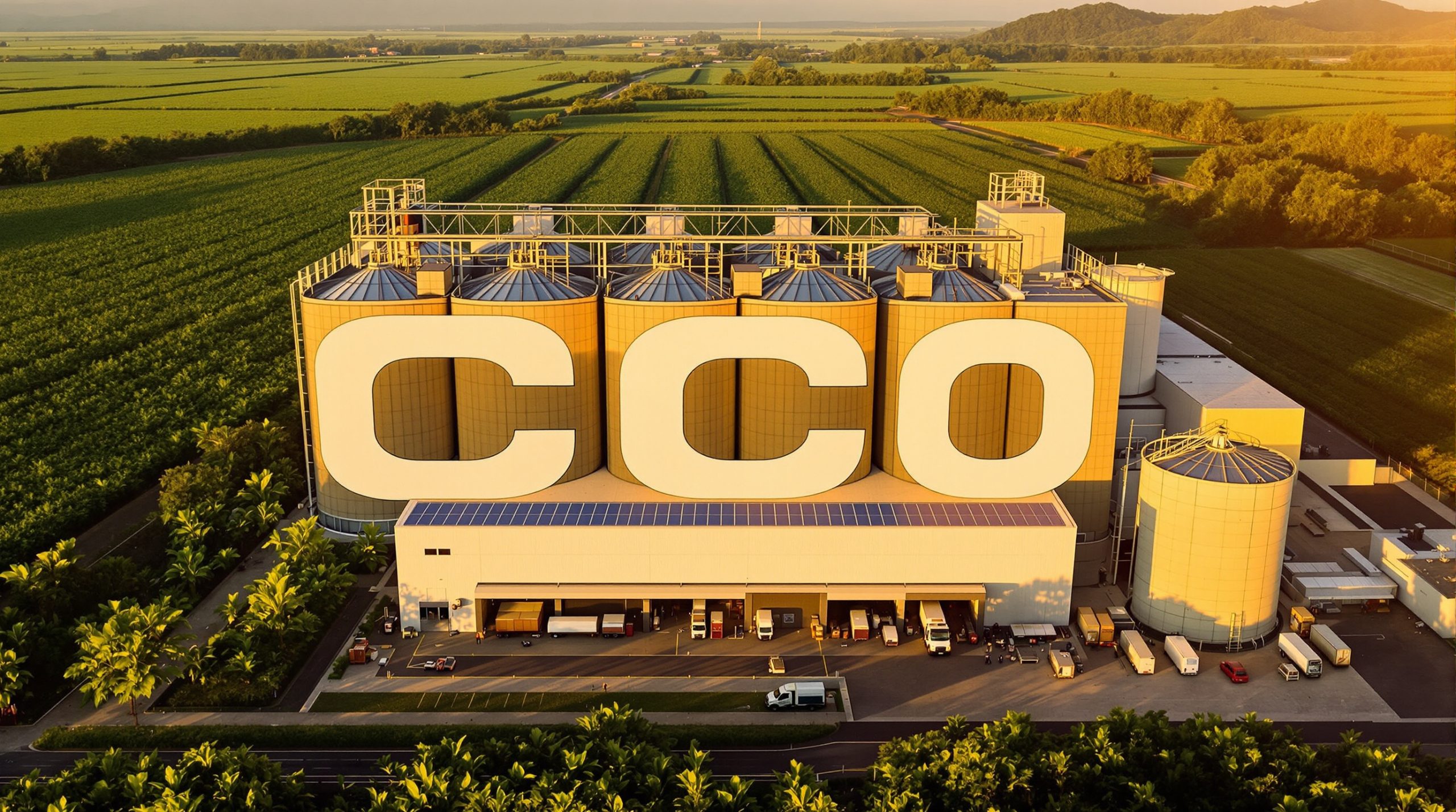 Large silos with logo