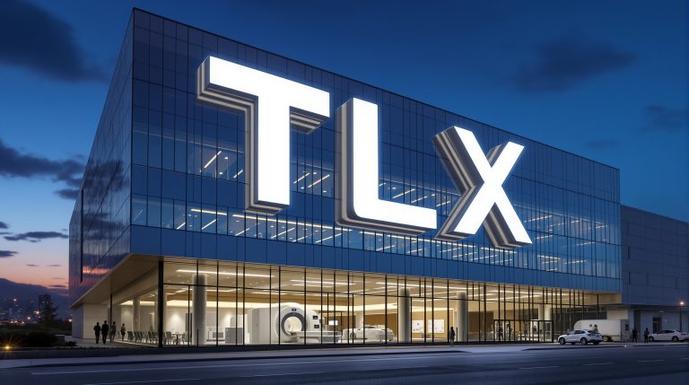 Large TLX sign on building