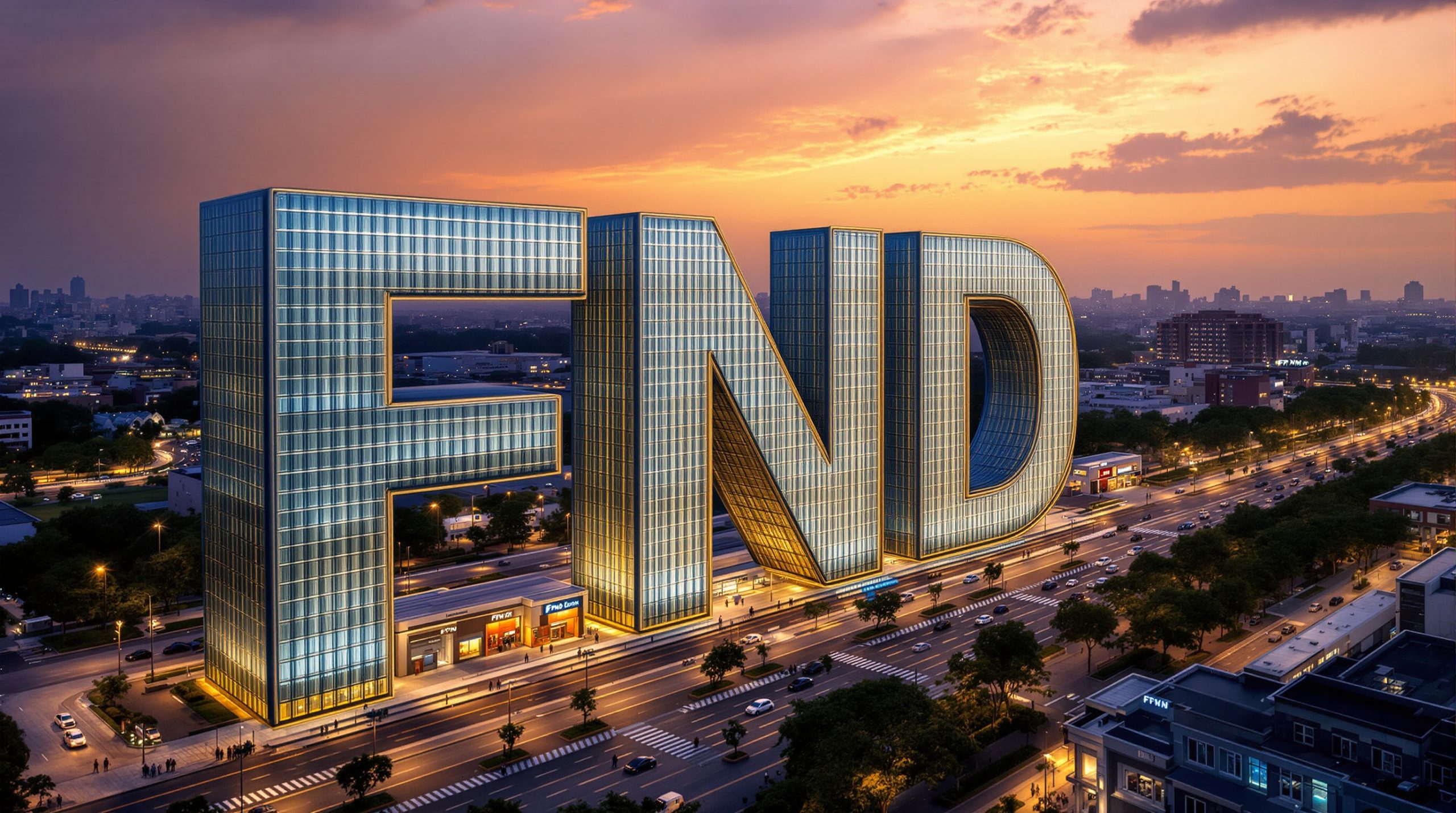 FND building at sunset