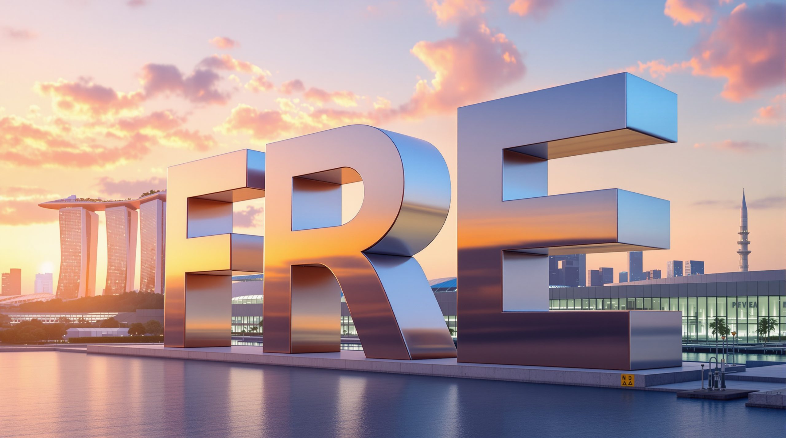 Large metallic FRE letters