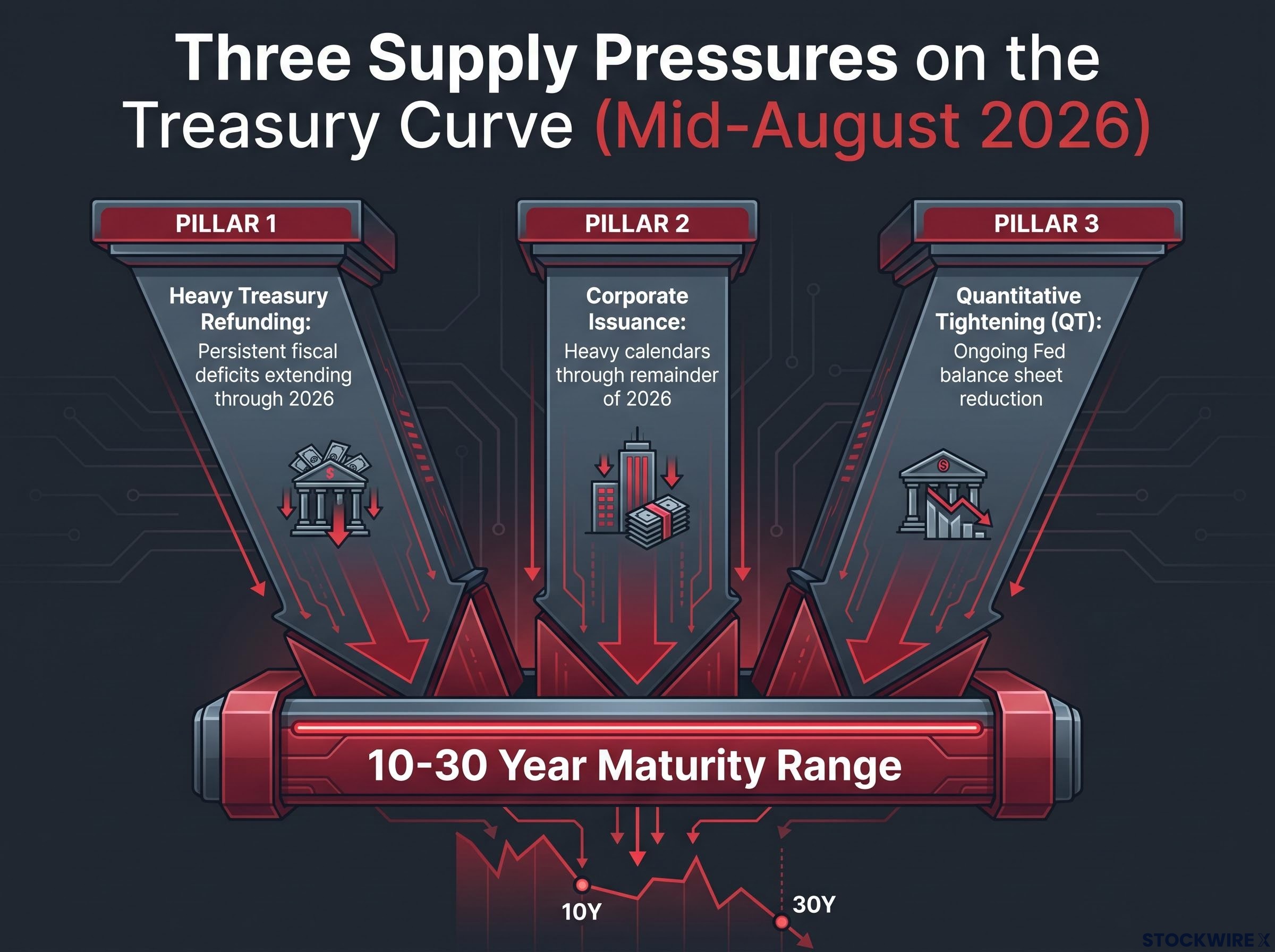 Three Concurrent Supply Pressures on the Treasury Curve