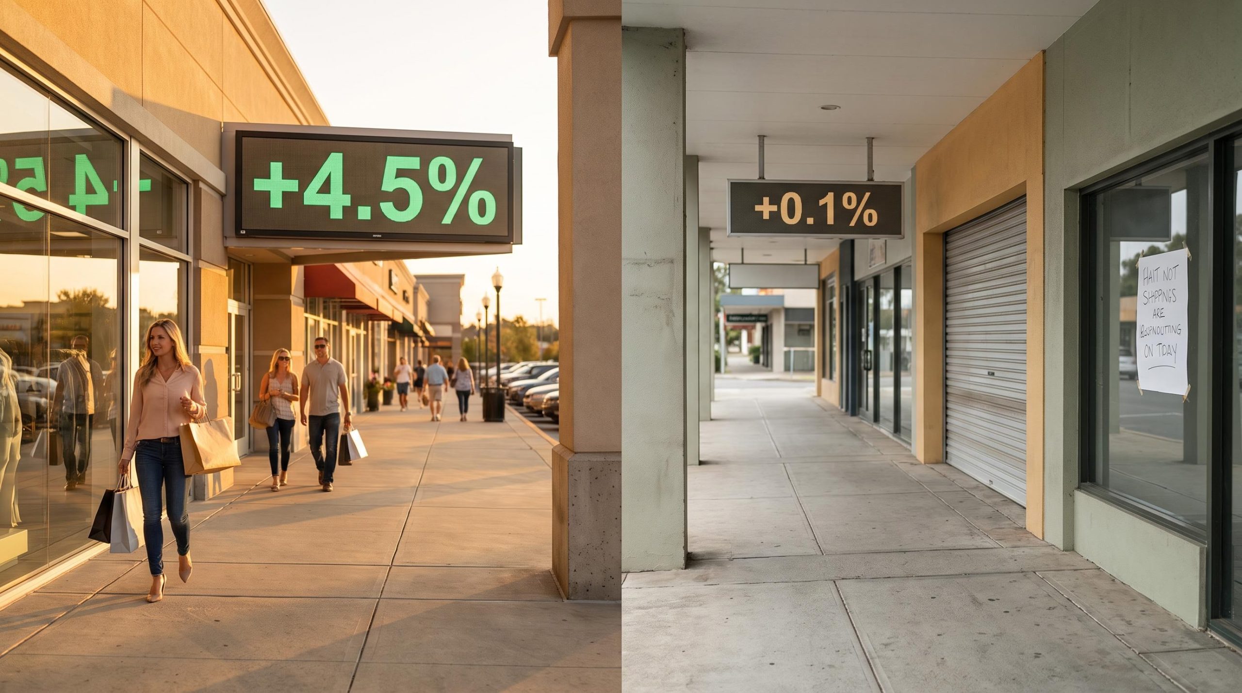 US vs Australia consumer spending split: +4.5% American retail strength against +0.1% Australian stagnation in August 2026