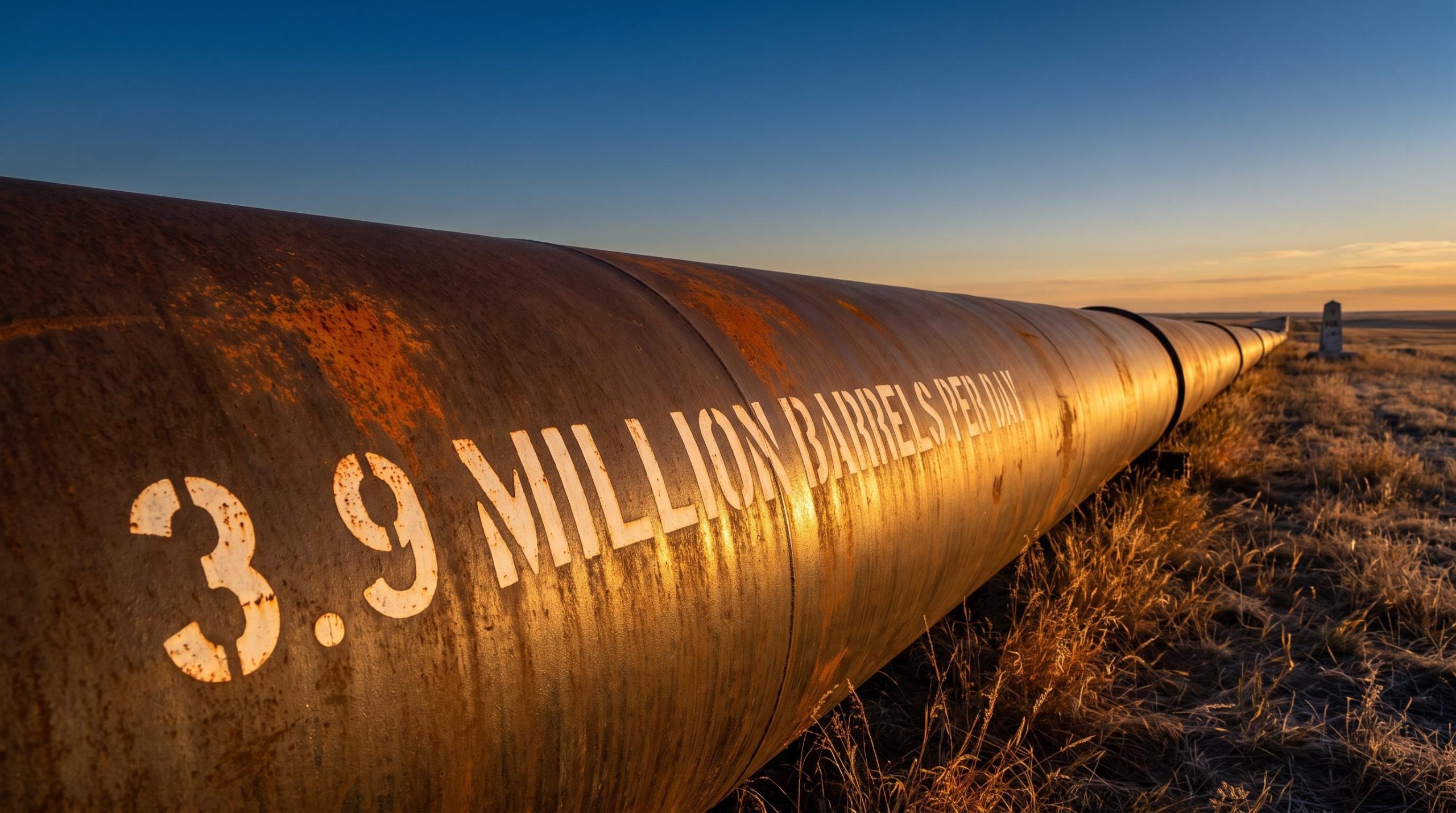 Industrial Canadian pipeline at prairie horizon illustrating US energy dependency at core of US Canada tariffs dispute