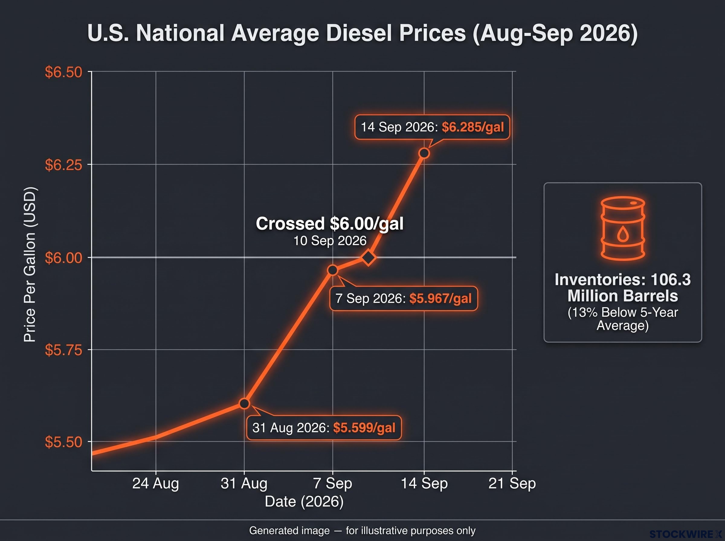 U.S. Diesel Price Surge: Late August to Mid-September 2026