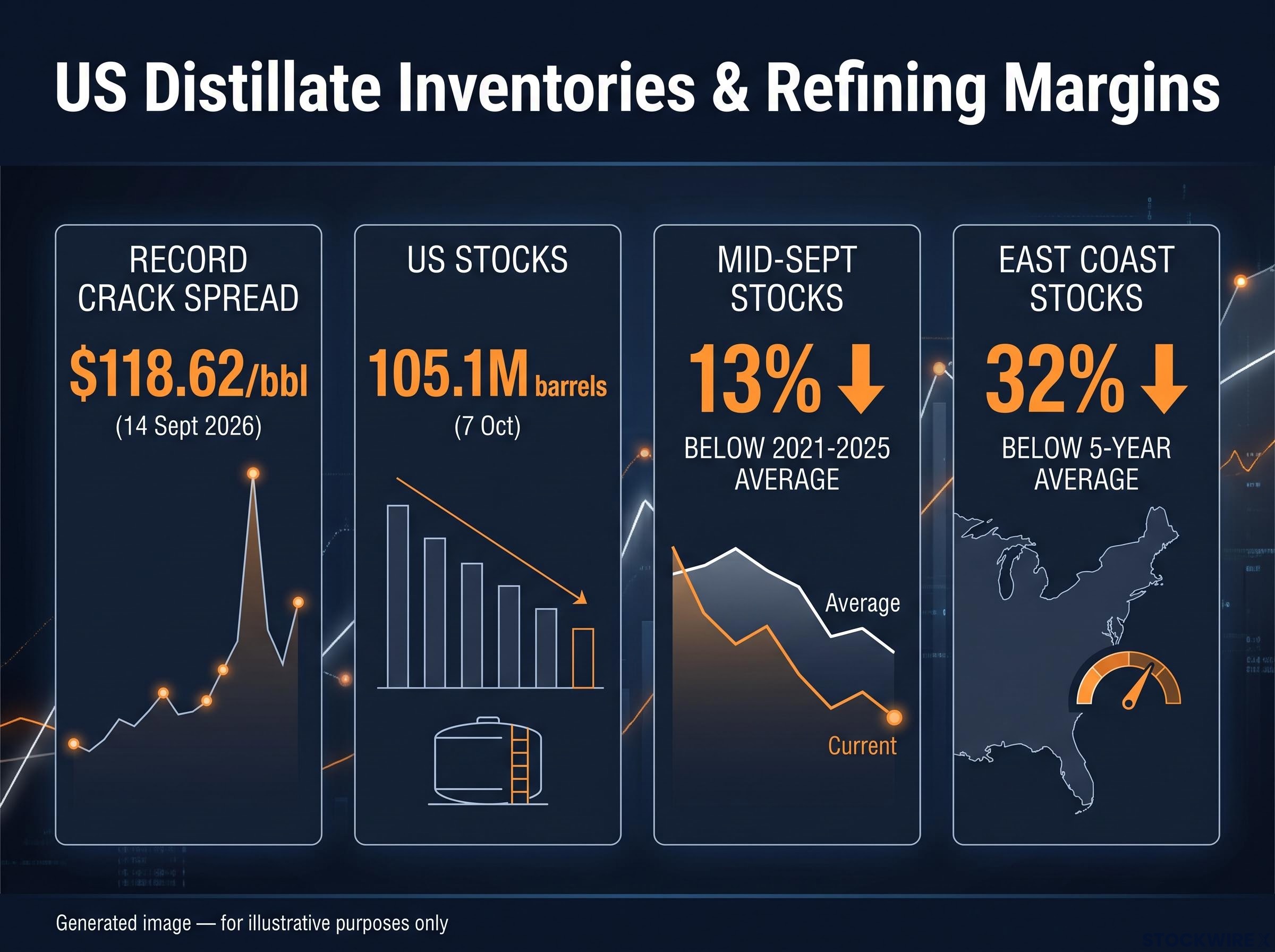 US Distillate Inventories & Refining Margins