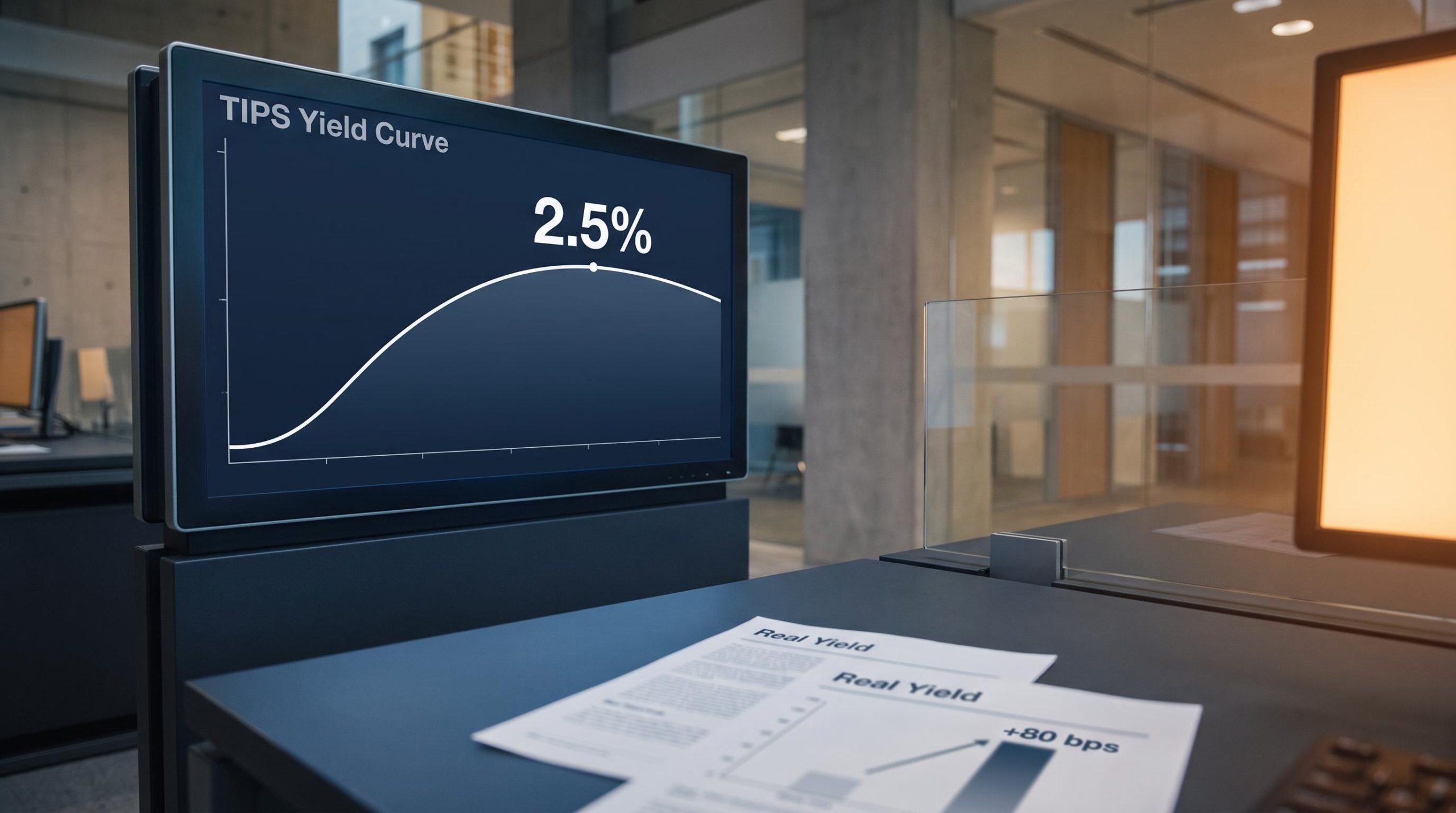 TIPS yield curve terminal showing 2.5% cycle peak as real bond yields strip away the equity risk premium