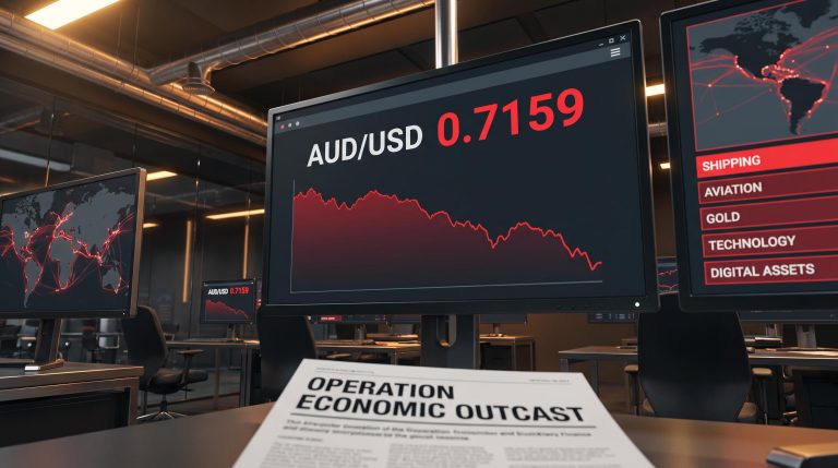 US sanctions on Iran expand under Operation Economic Outcast as AUD/USD drops to 0.7159 on risk-off rotation