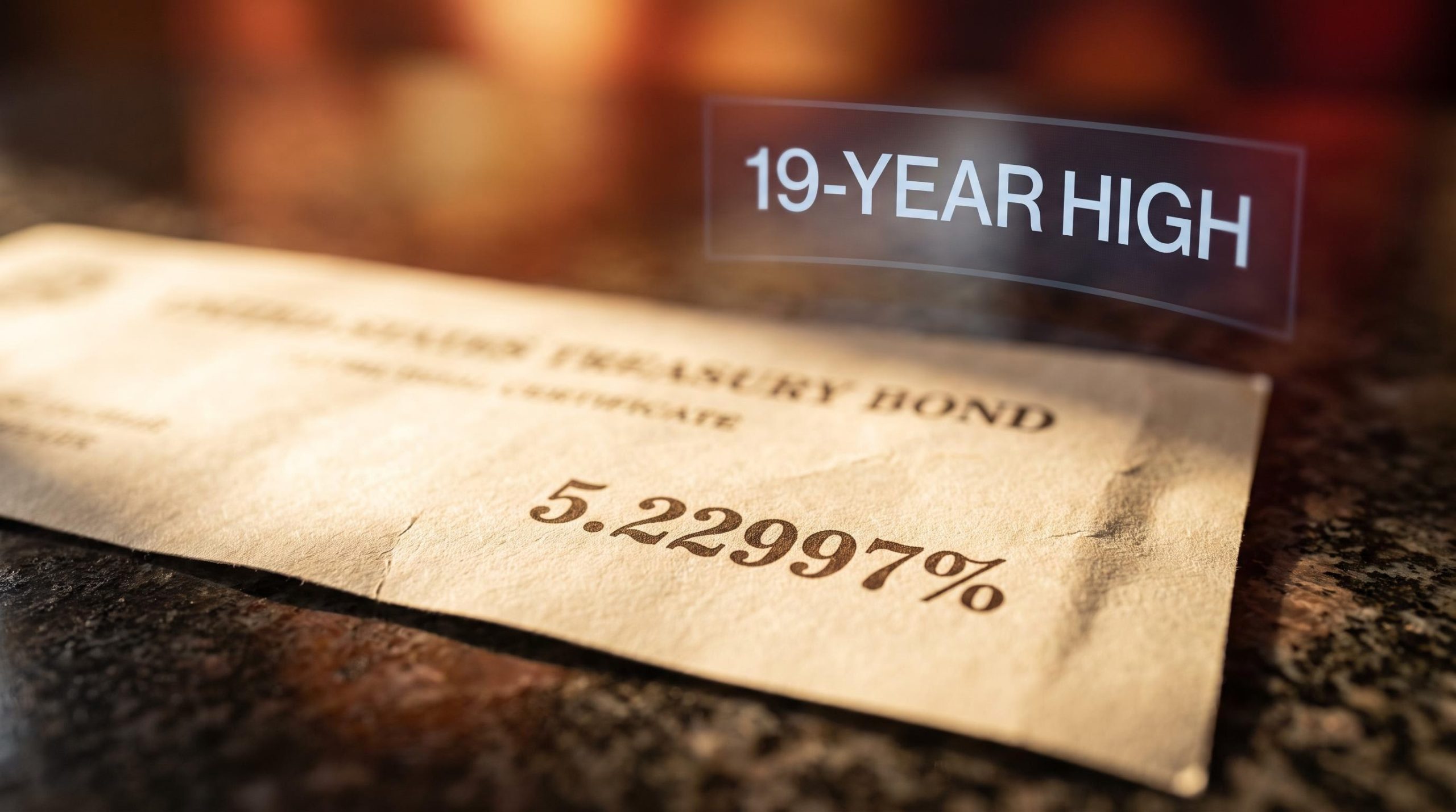 US Treasury bond at 5.2297% yield — a 19-year high driving equity and credit market repricing
