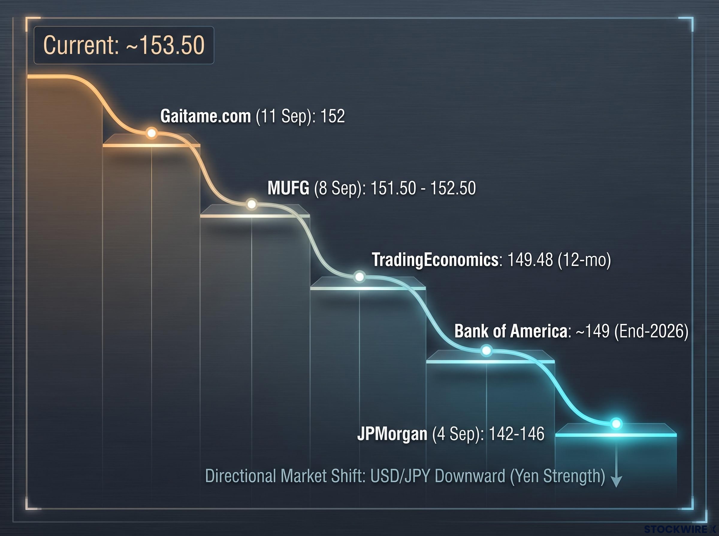 Analyst USD/JPY Downward Forecast Range