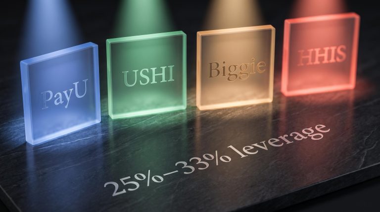 USHI HHIS Biggie PayU covered-call ETF comparison showing leverage and risk spectrum across four funds