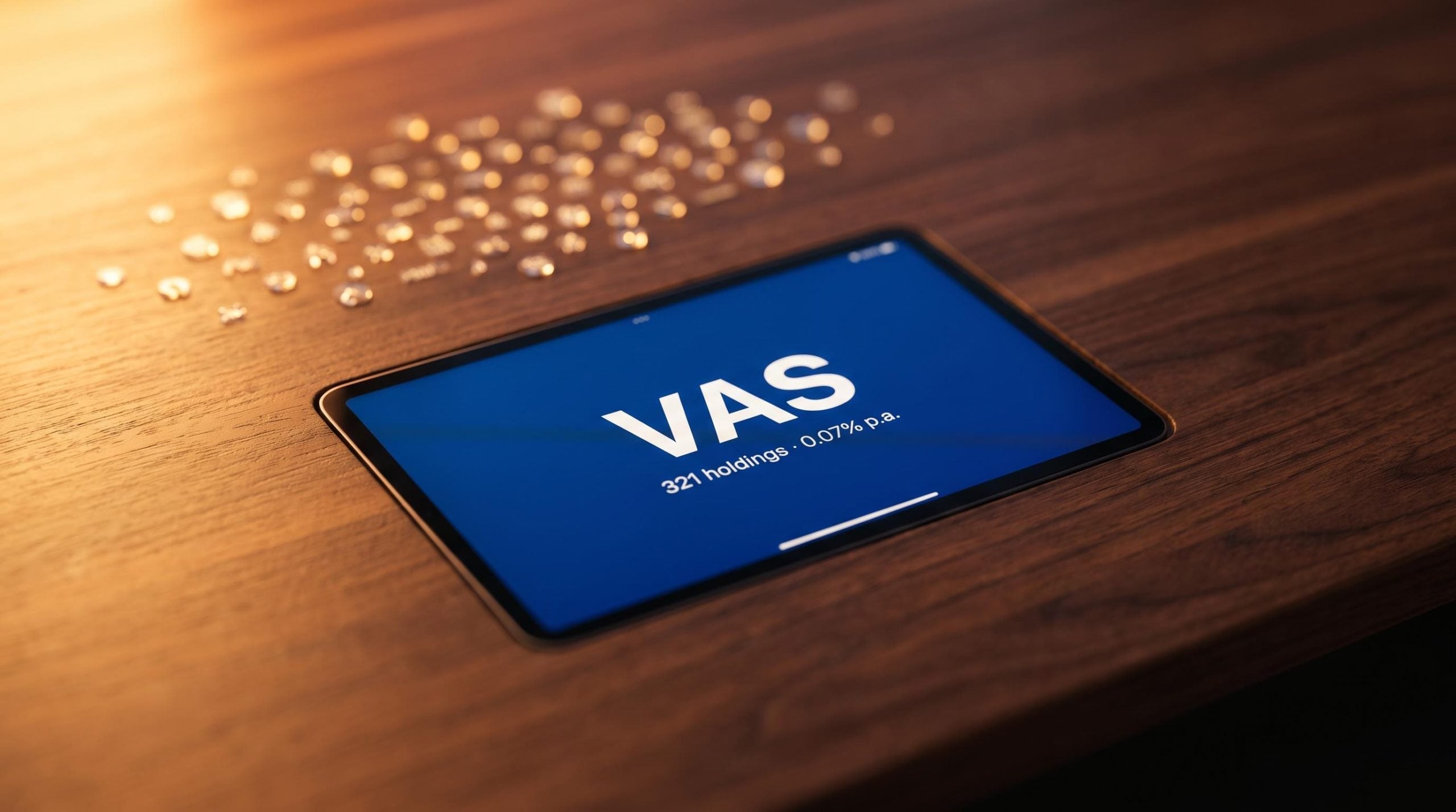 VAS ETF ticker on ASX screen showing 321 holdings for 0.07% — beginner ETF investing Australia guide