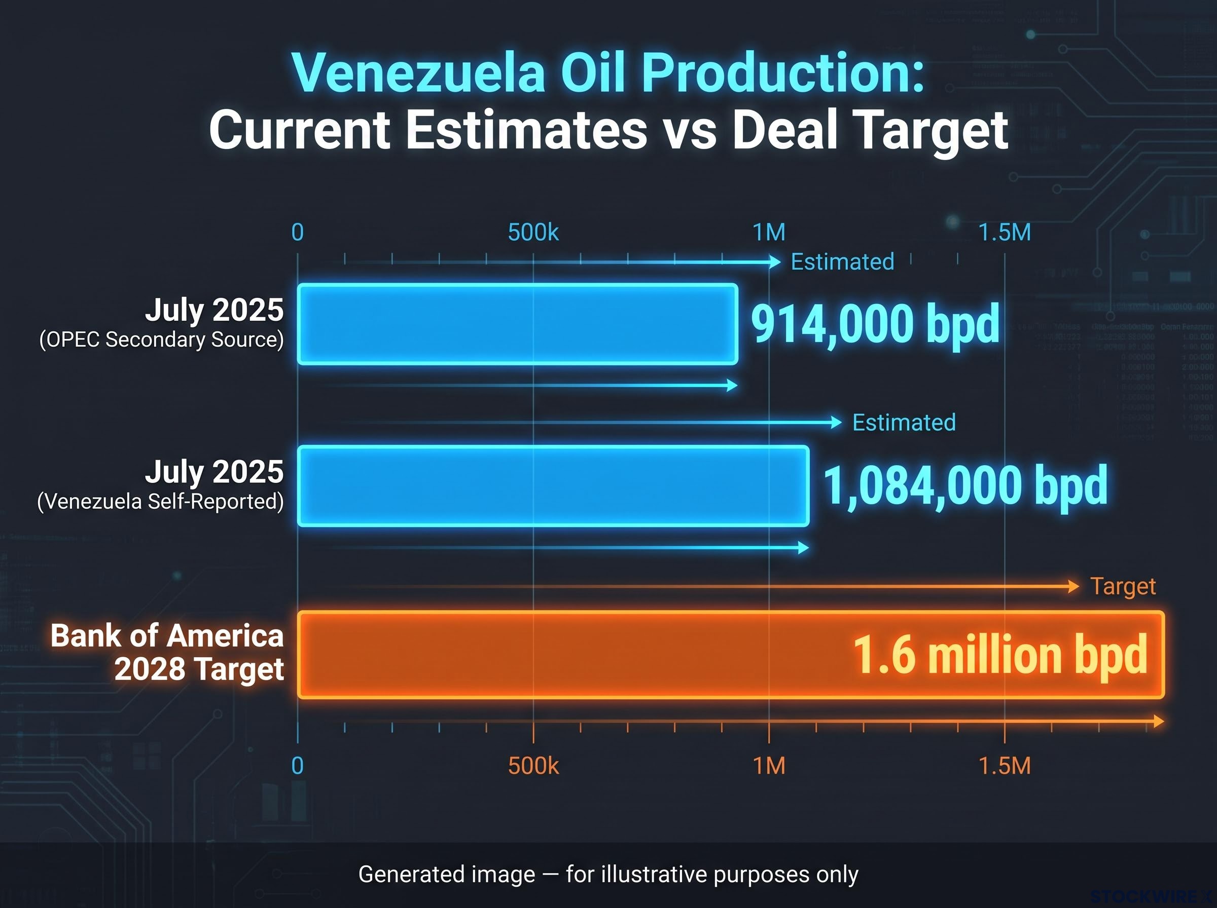 Venezuelan Oil Production Estimates vs. Deal Target