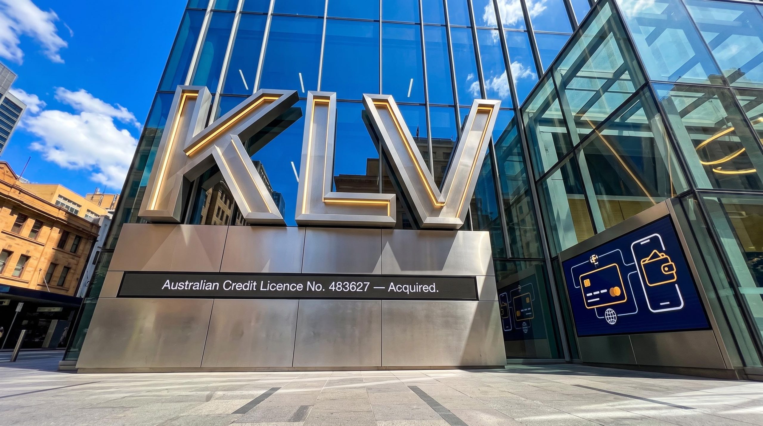 Large KLV letters outside building