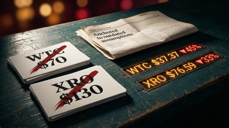 Morgan Stanley WTC and XRO price target cuts vs actual share prices, a guide to reading broker notes