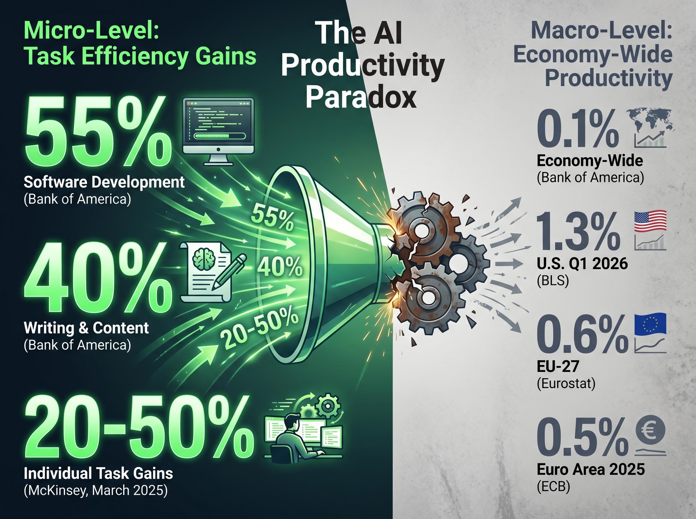 The AI Productivity Paradox: Micro Gains vs. Macro Reality