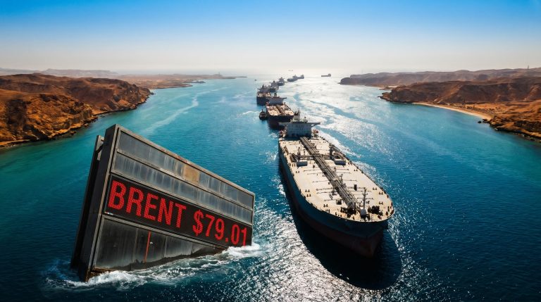 Oil tankers queued in the Strait of Hormuz as Brent crude falls below $80 after JD Vance cancels Iran talks