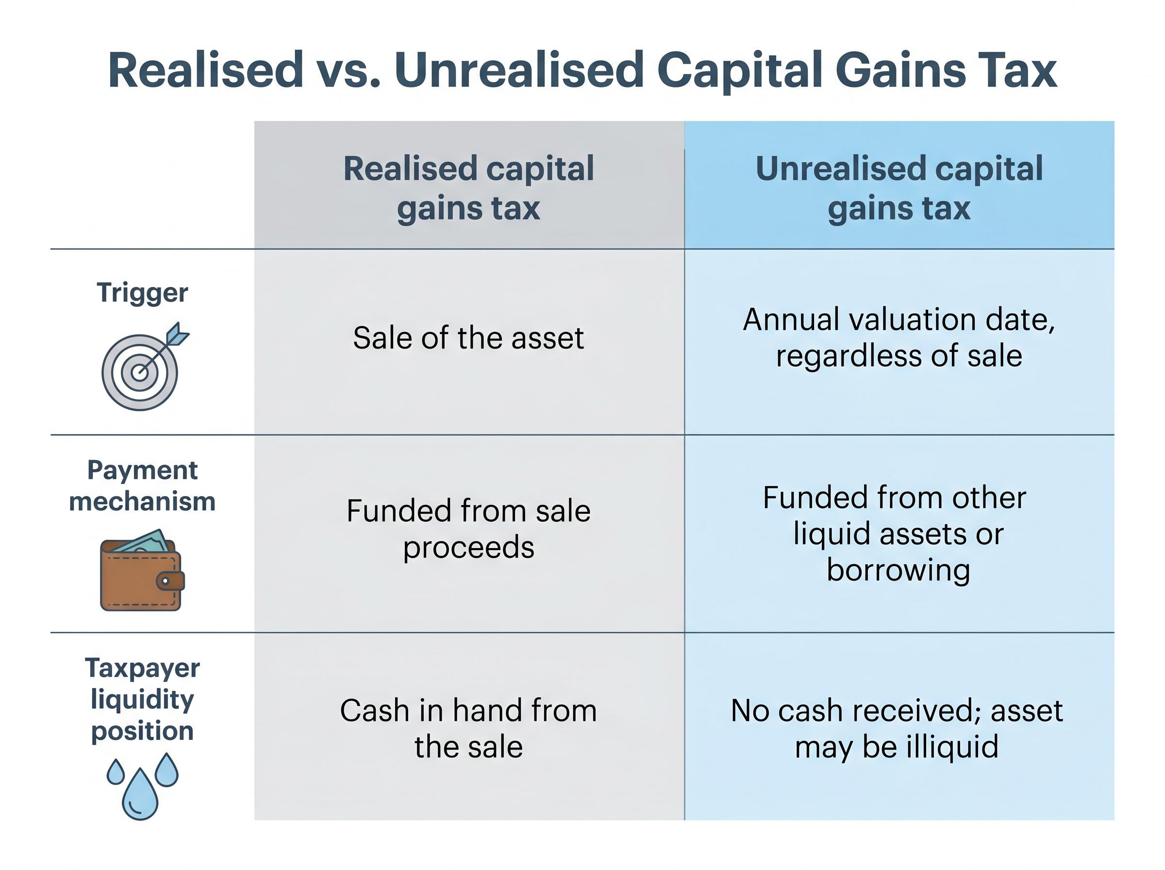 Comparing Capital Gains Frameworks: Realised vs. Unrealised