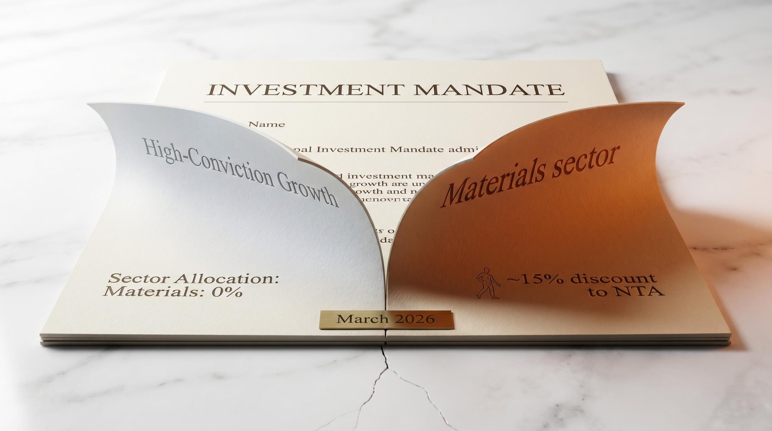 Fund mandate document splitting in two, showing fund manager style drift between stated growth mandate and actual portfolio exposure