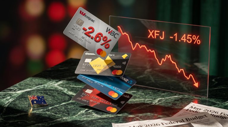 ASX bank stocks CBA, WBC, ANZ, NAB cascade lower with XFJ -1.45% after May 2026 Federal Budget property-tax measures
