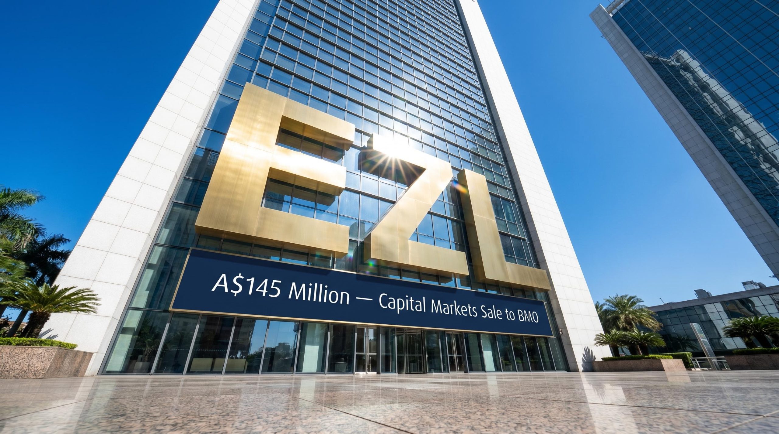 Large building with EZL sign