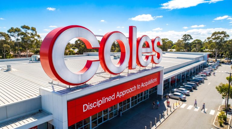 Coles supermarket building sign