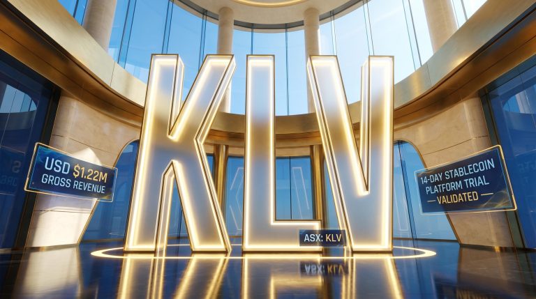 KLV logo with financial data