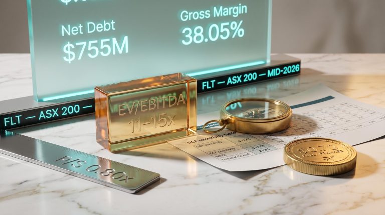 Flight Centre FLT valuation tools showing P/S 0.80x, net debt $755M and EV/EBITDA benchmarks for share valuation methods