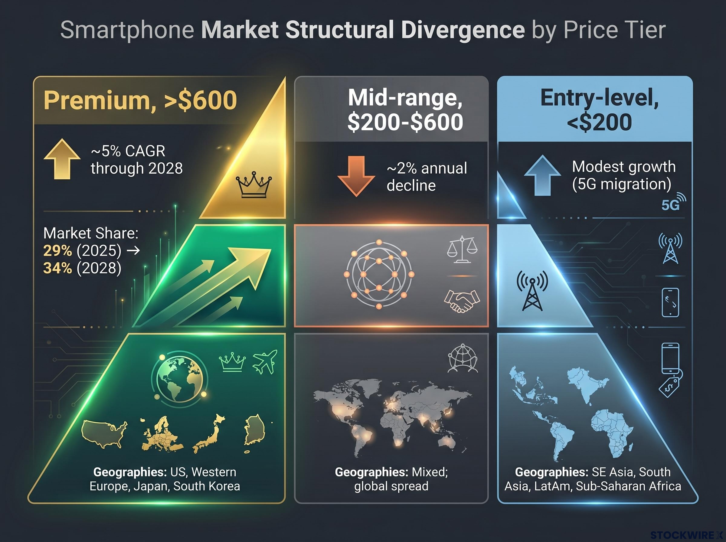 Smartphone Price Tier Growth and Geography Matrix