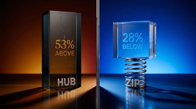 Hub24 vs Zip Co valuation split: HUB trades 53% above its 5-year P/S average, ZIP at 28% below
