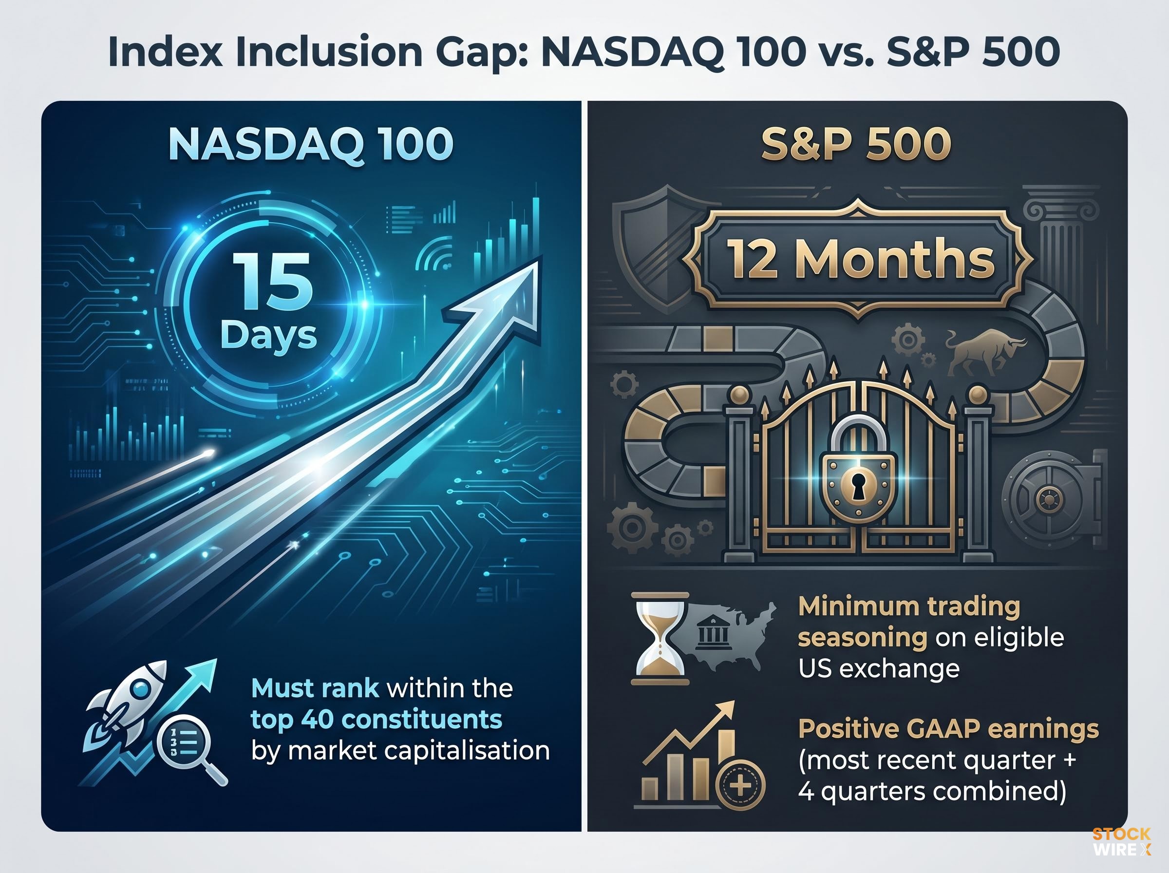 The Index Inclusion Gap: NASDAQ 100 vs S&P 500