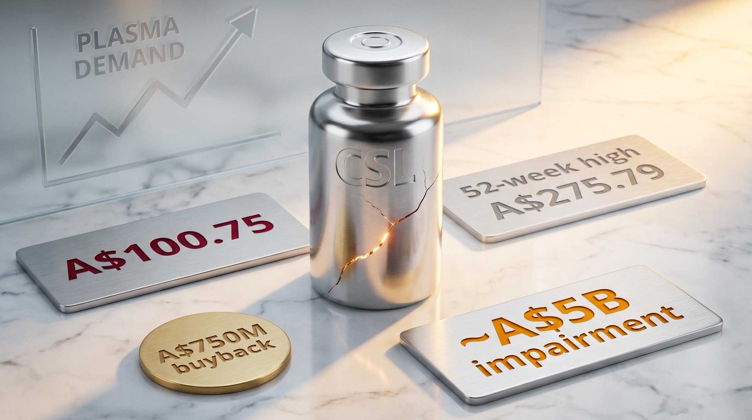 CSL shares at A$100.75 decade-low with A$5B Vifor impairment cycle and broker targets from A$109 to A$242