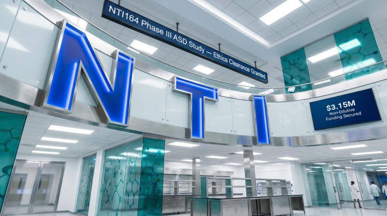 Modern lab entrance with signs