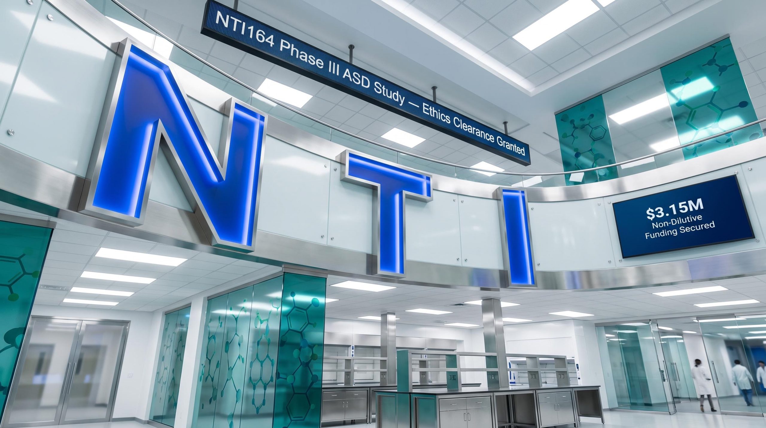 Modern lab entrance with signs