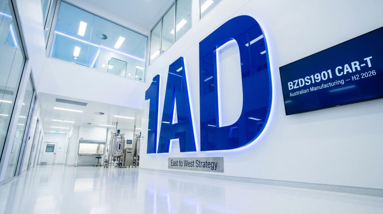Futuristic laboratory with signage