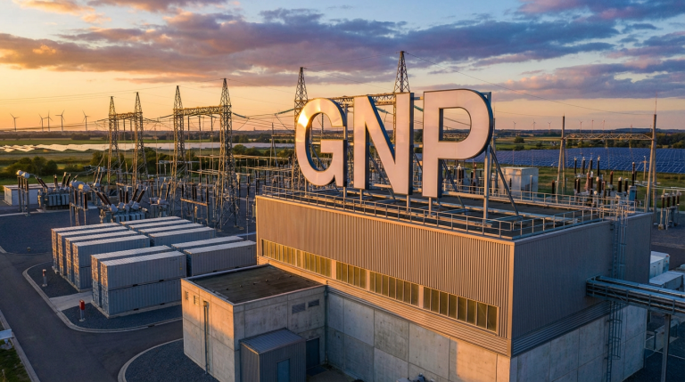 Power plant at sunset