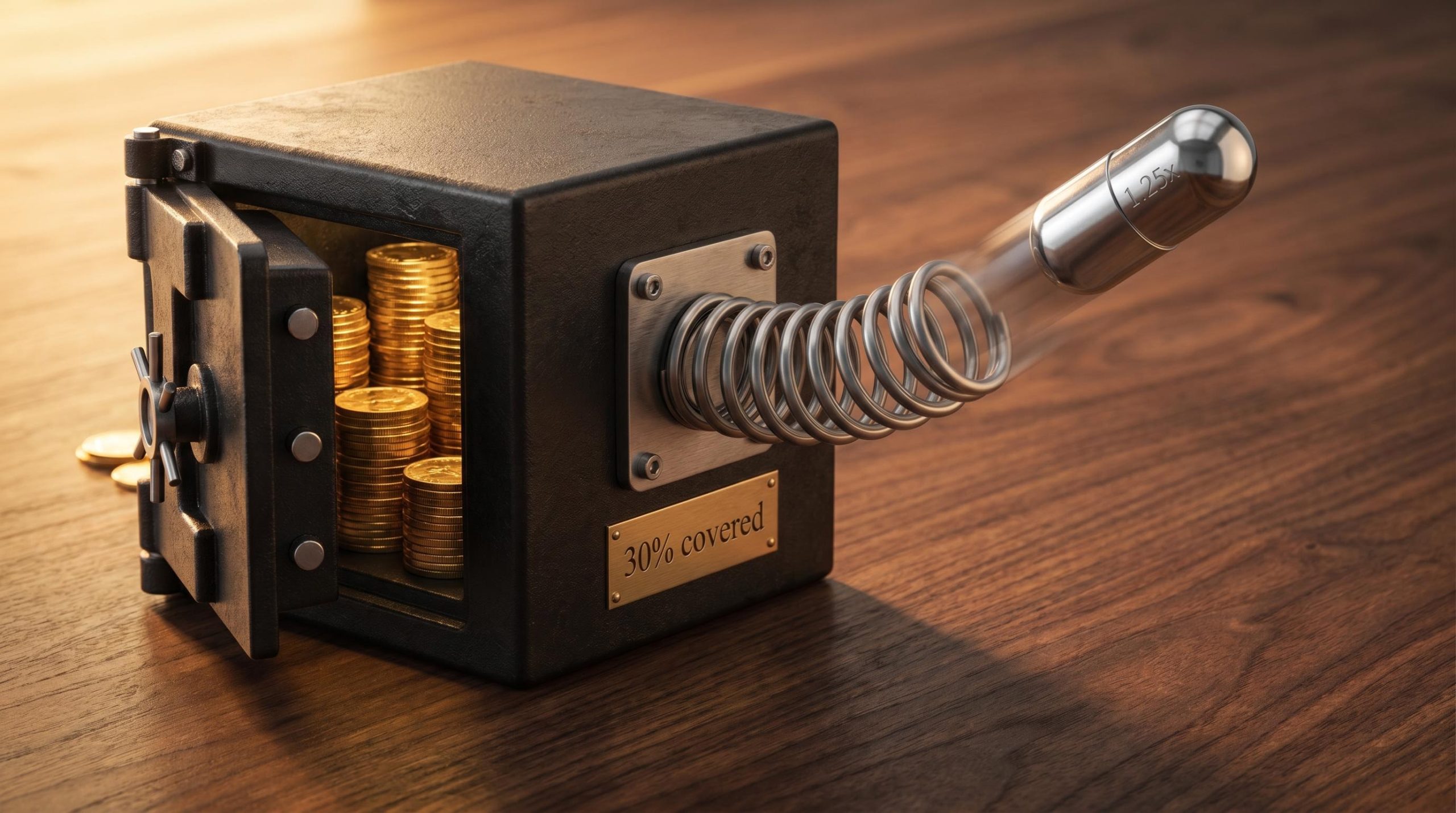 Cast-iron vault with bolt-on spring launcher illustrating a leveraged ETF strategy to reclaim covered call upside