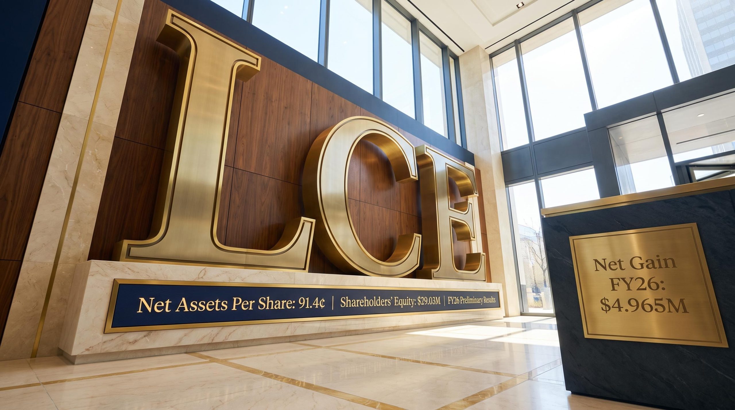 Large gold letters in lobby