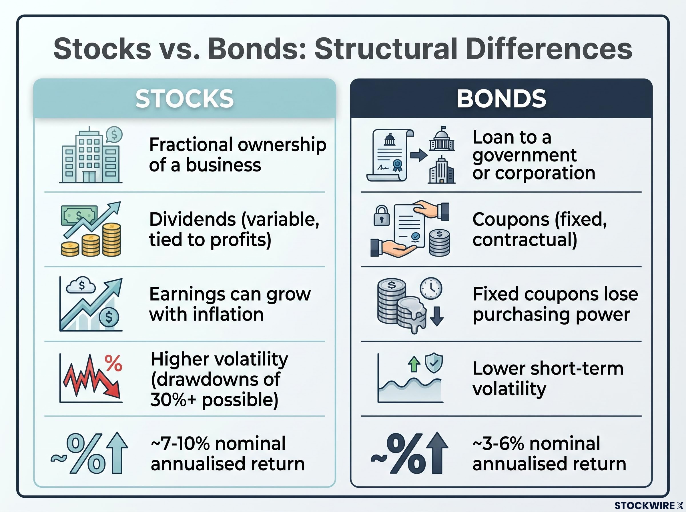 Structural Building Blocks: Stocks vs. Bonds