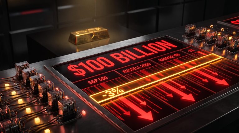 Bank of America CTA trigger map showing $100 billion sell-off risk if S