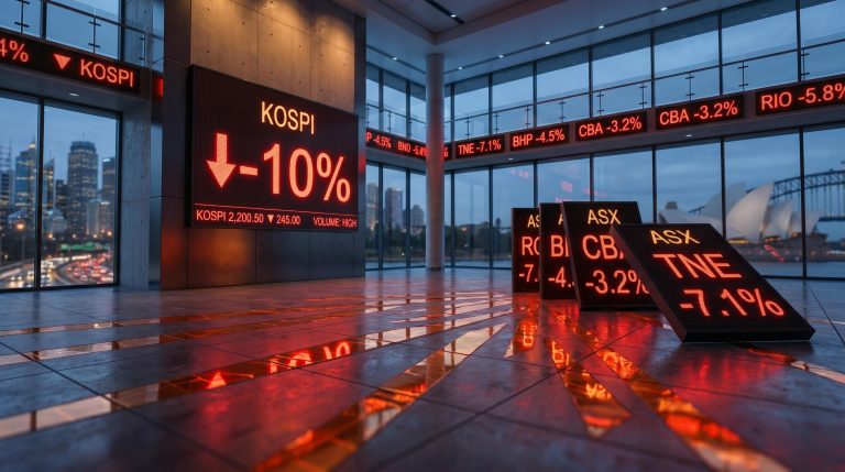 KOSPI -10% crash triggers ASX tech selloff with TNE and XRO among hardest-hit growth stocks on 23 June 2026