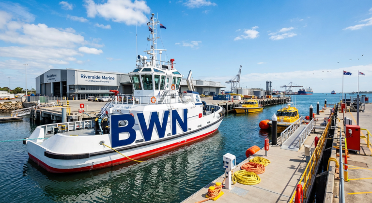 Tugboat and docks at port
