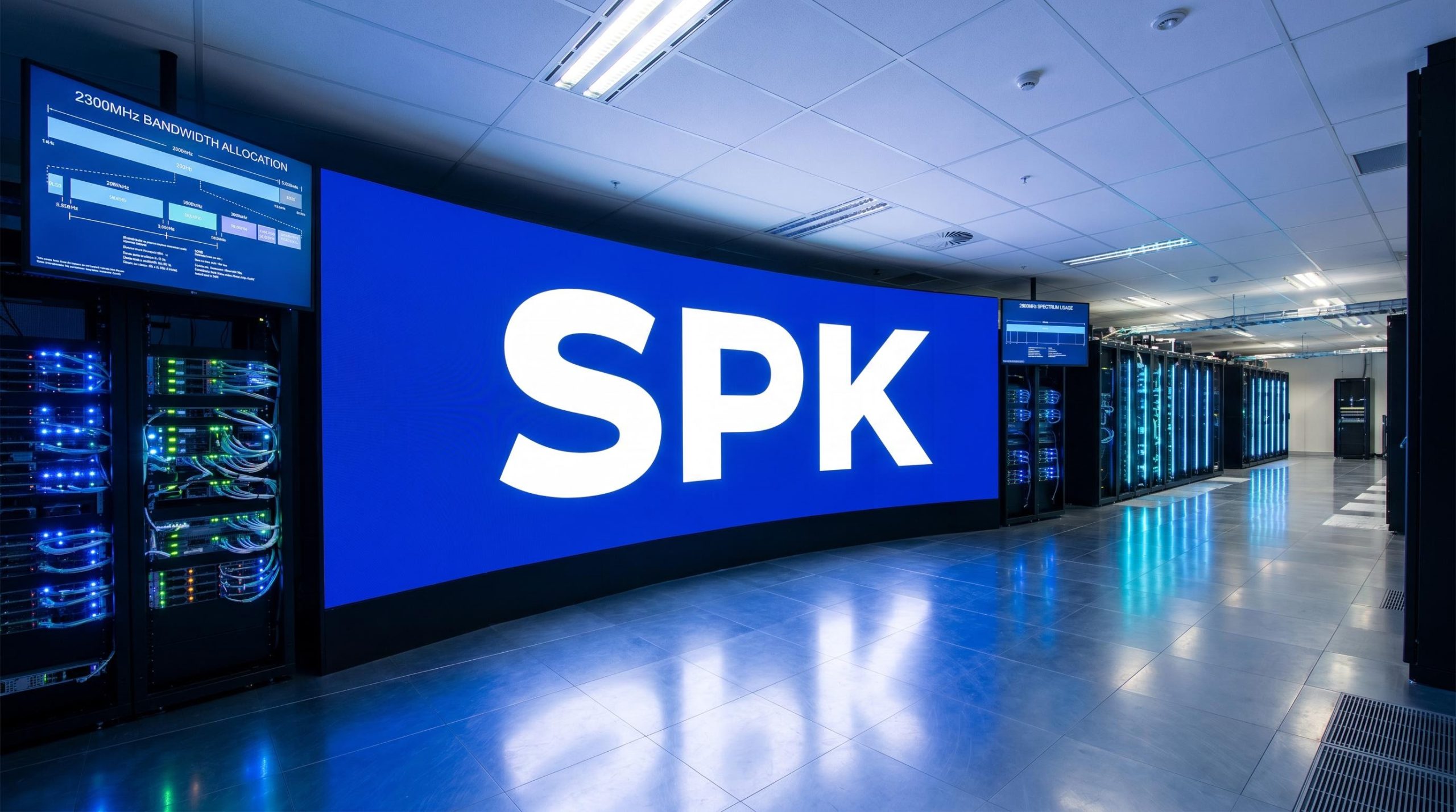 Server room with large screen