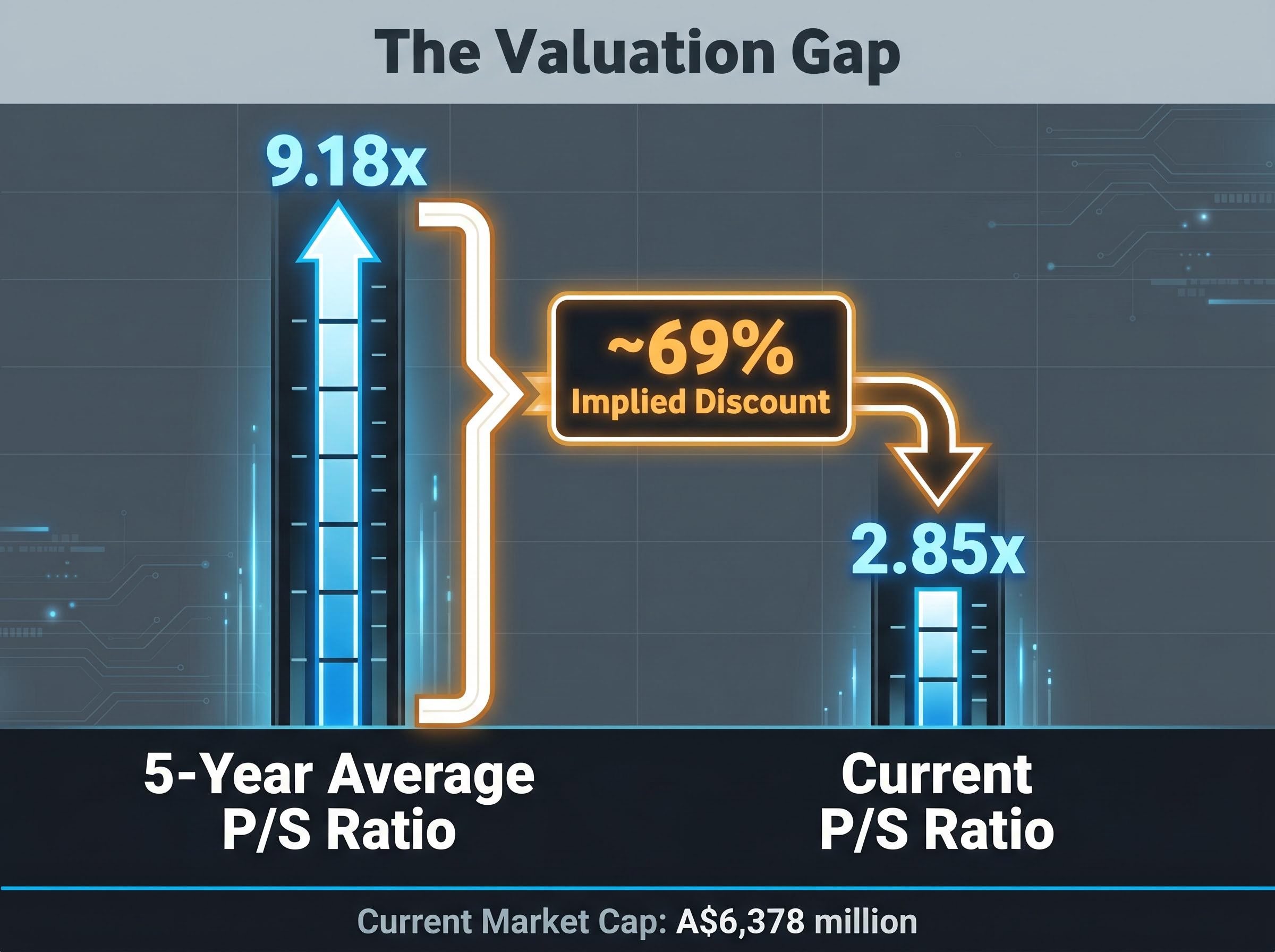 The Historic Valuation Gap: 9.18x vs 2.85x