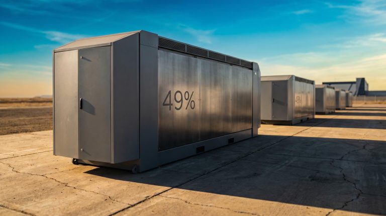 Tesla Megapack units at Lathrop facility with 49% energy storage growth driving Oppenheimer's 2026 bull thesis