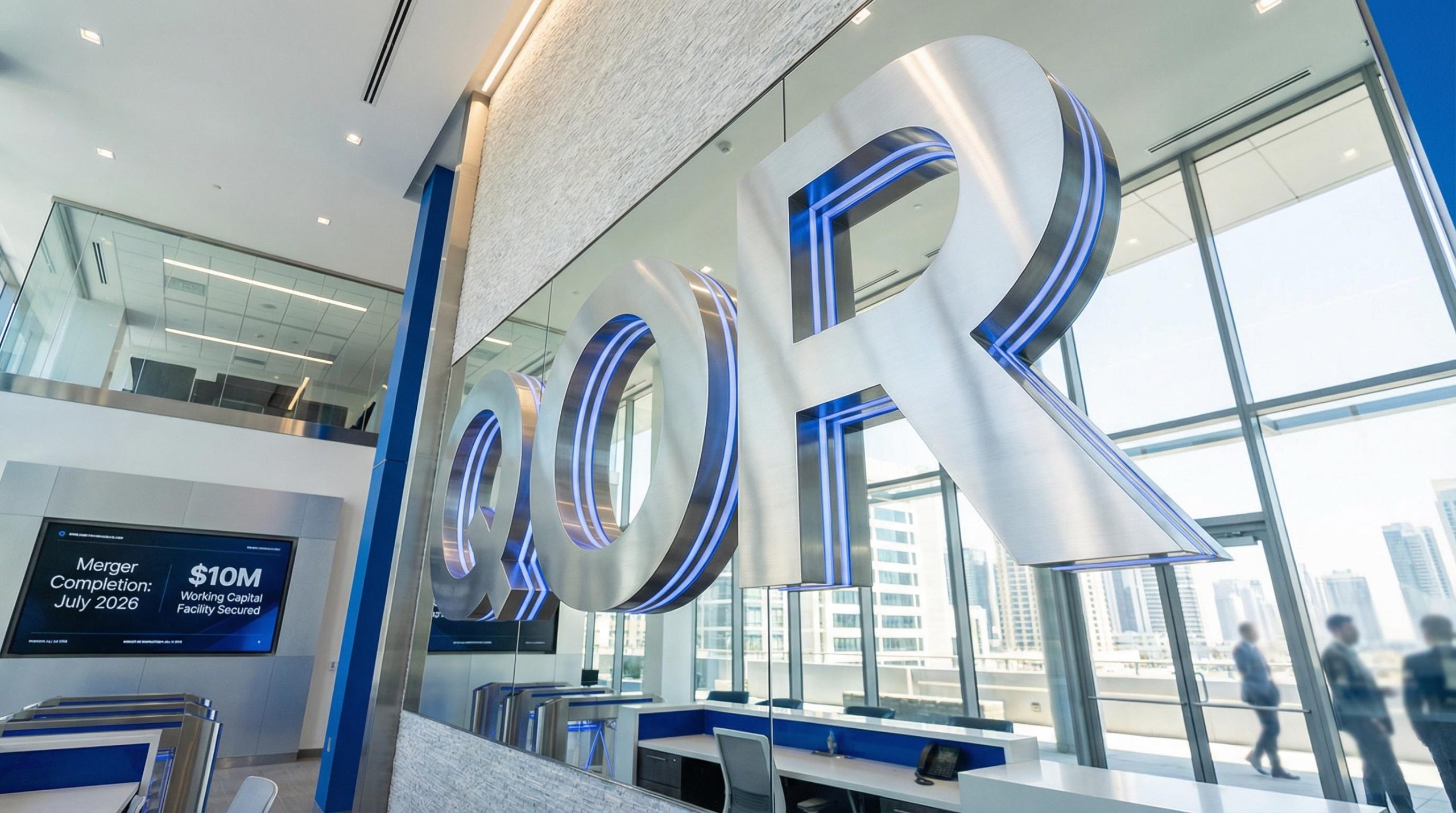 Modern office with signage